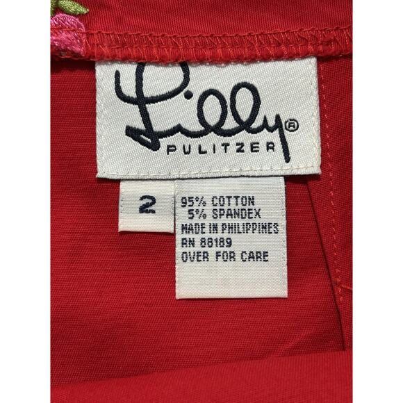 Lilly Pulitzer Vintage Apple Embroidered Red Mini Skirt Size 2 Back To School - Picture 4 of 8